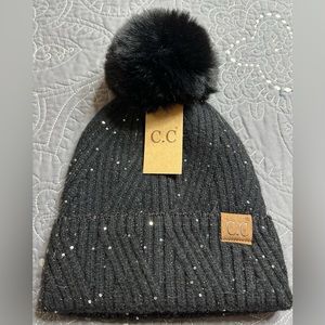 C.C Women’s Black Knit Pom Hat NWT One